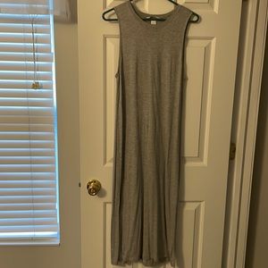 H&M gray maxi dress with side slit, size medium